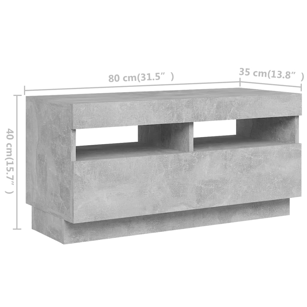 vidaXL TV Cabinet with LED Lights Concrete Grey 180x35x40 cm