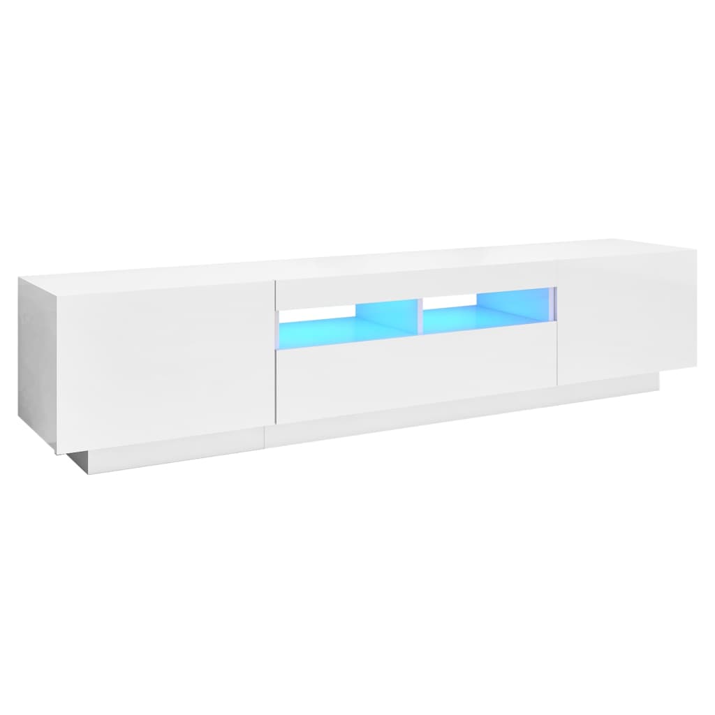 vidaXL TV Cabinet with LED Lights High Gloss White 180x35x40 cm