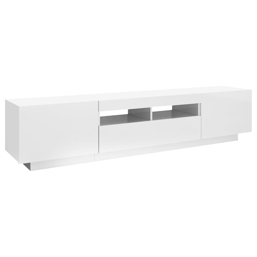 vidaXL TV Cabinet with LED Lights High Gloss White 180x35x40 cm