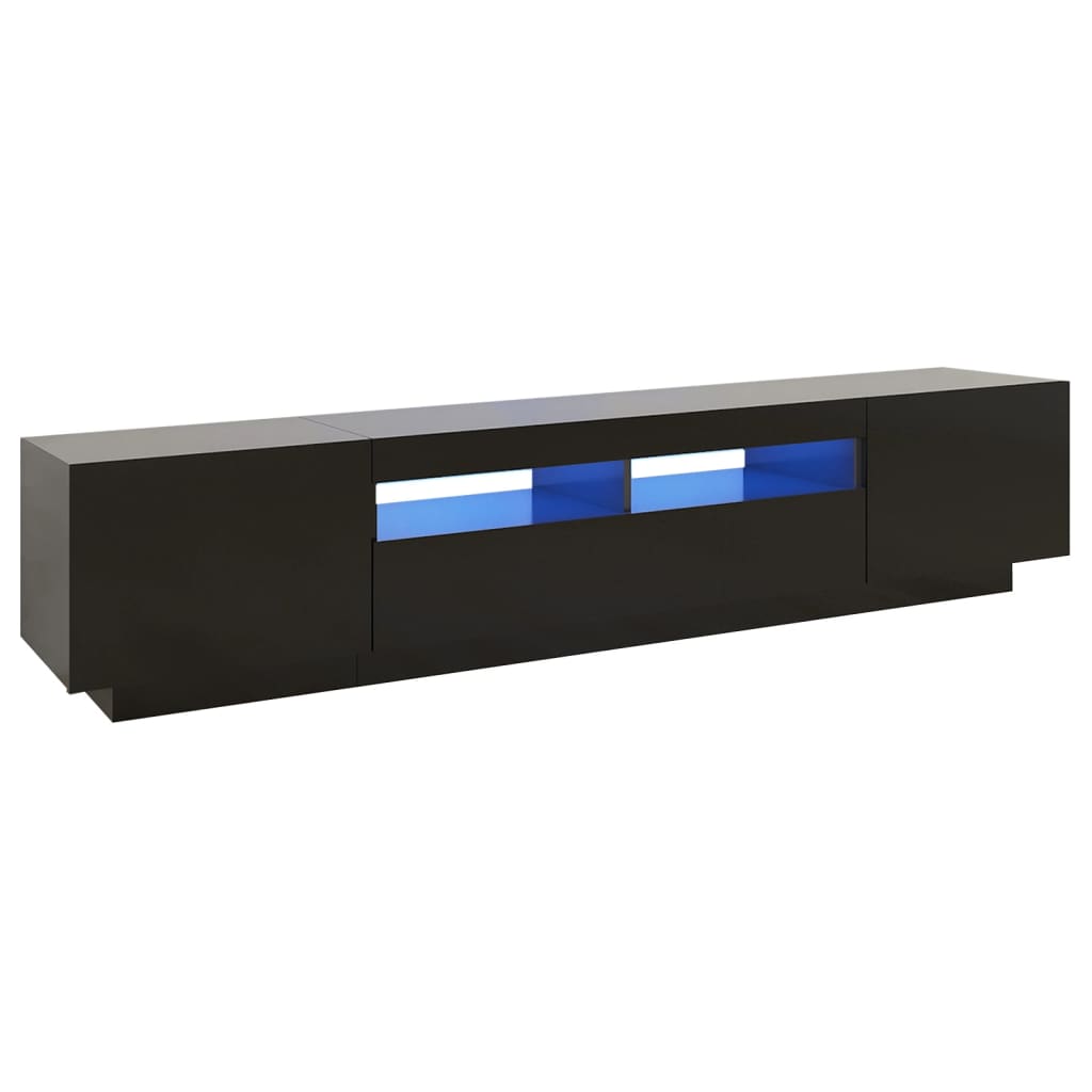 vidaXL TV Cabinet with LED Lights Black 200x35x40 cm