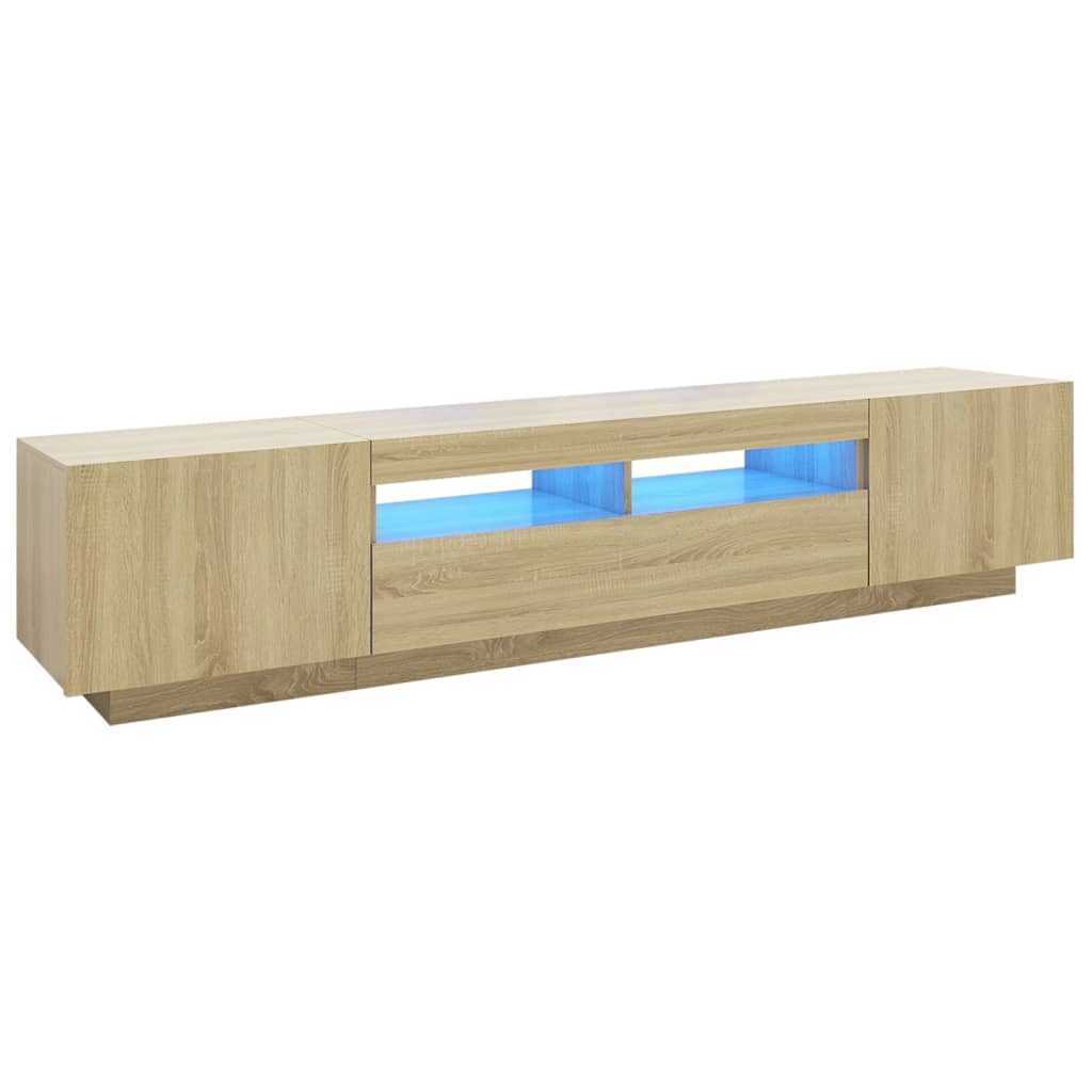 vidaXL TV Cabinet with LED Lights Sonoma Oak 200x35x40 cm