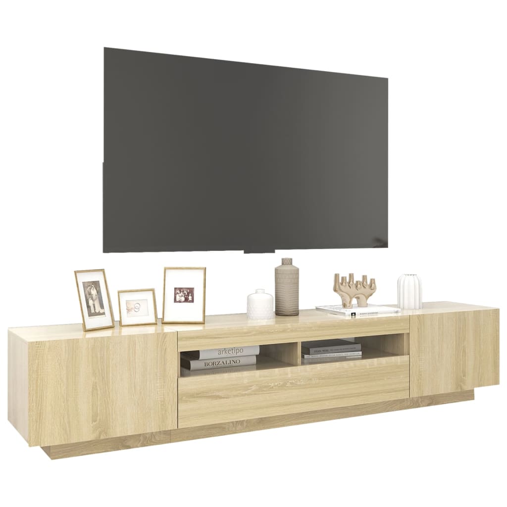 vidaXL TV Cabinet with LED Lights Sonoma Oak 200x35x40 cm