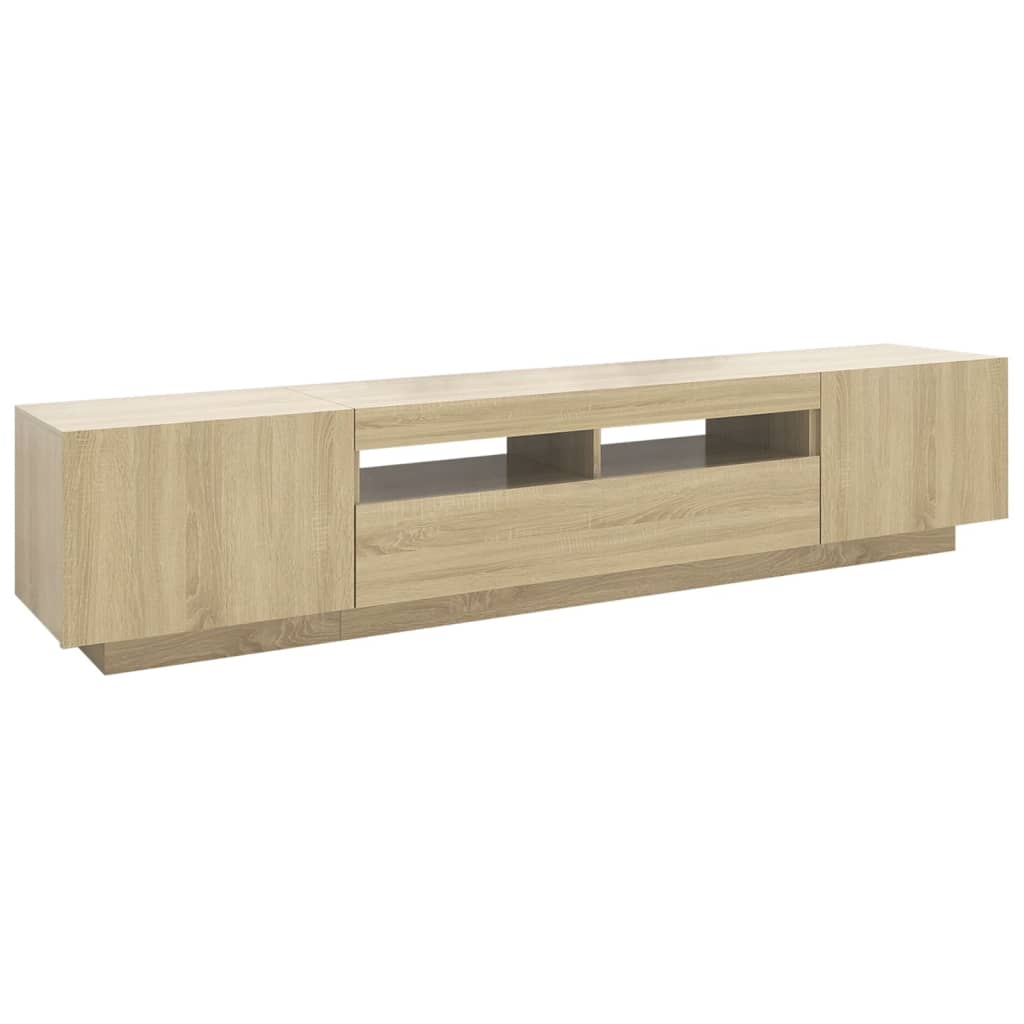 vidaXL TV Cabinet with LED Lights Sonoma Oak 200x35x40 cm