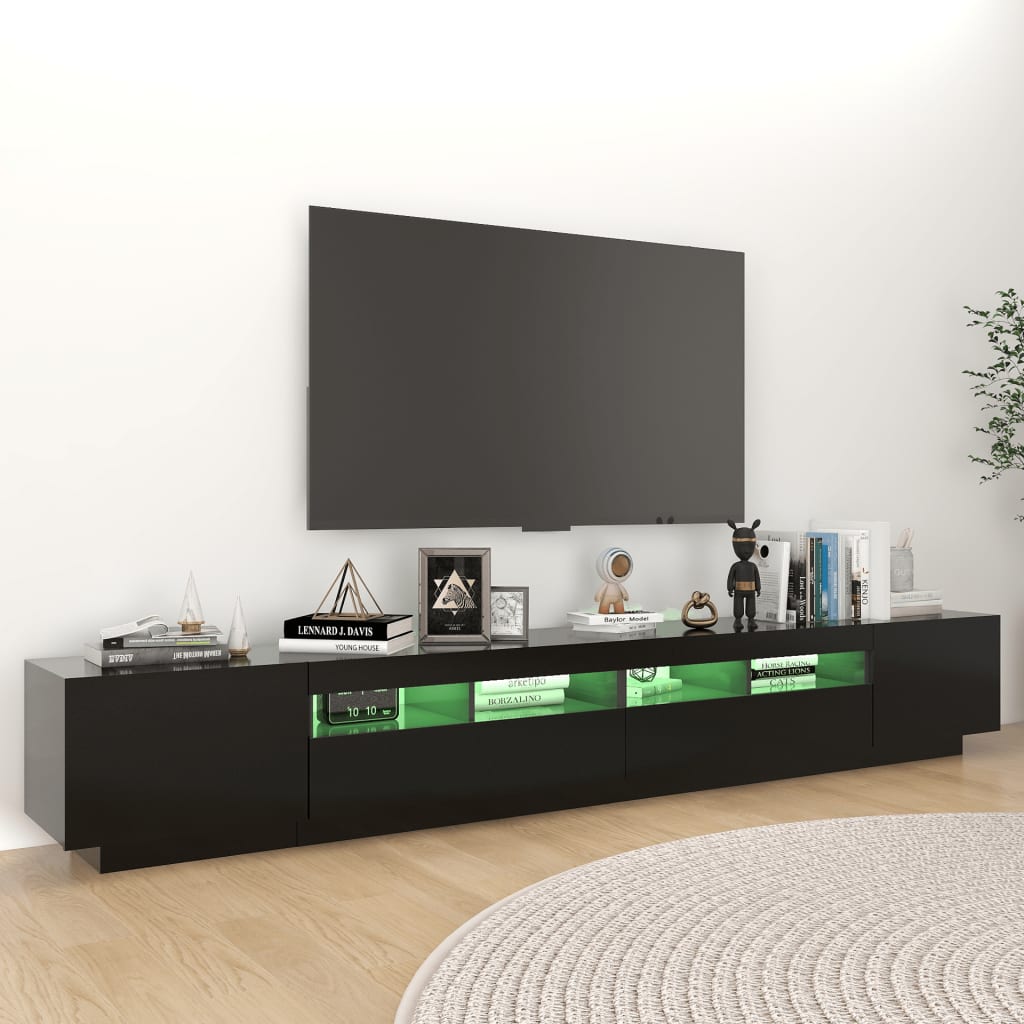 vidaXL TV Cabinet with LED Lights Black 260x35x40 cm