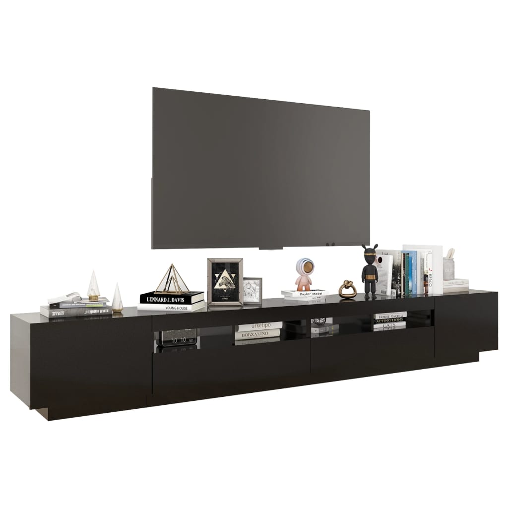 vidaXL TV Cabinet with LED Lights Black 260x35x40 cm