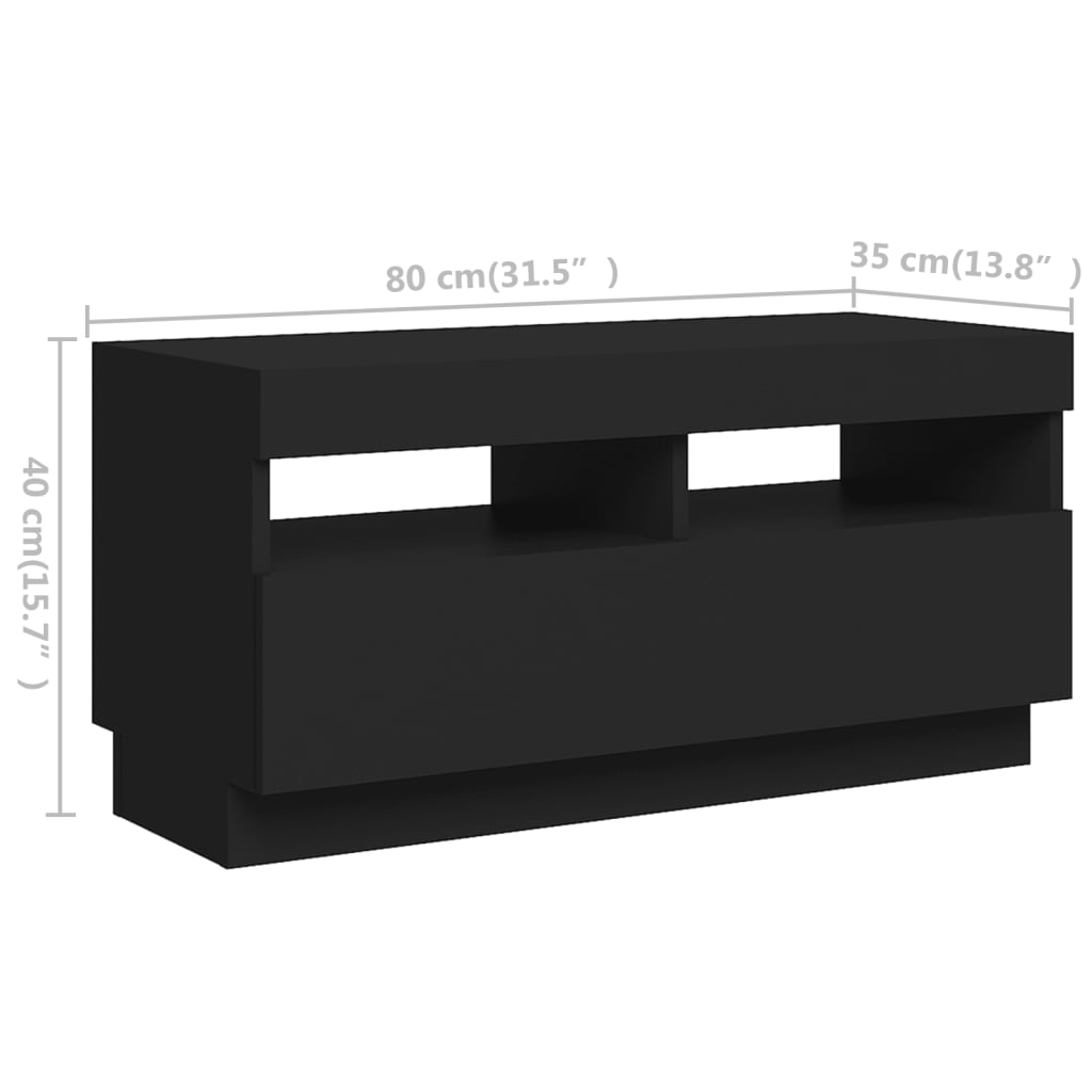 vidaXL TV Cabinet with LED Lights Black 260x35x40 cm