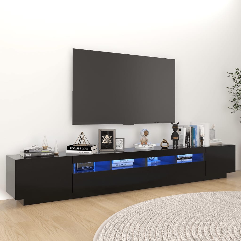 vidaXL TV Cabinet with LED Lights Black 260x35x40 cm