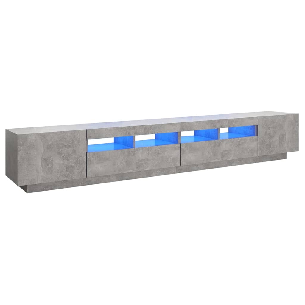 vidaXL TV Cabinet with LED Lights Concrete Grey 260x35x40 cm