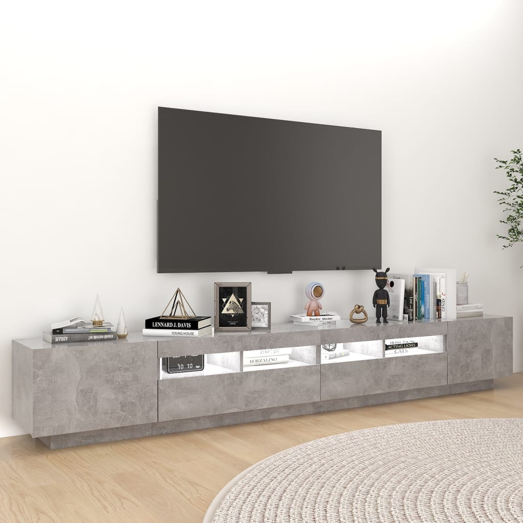 vidaXL TV Cabinet with LED Lights Concrete Grey 260x35x40 cm