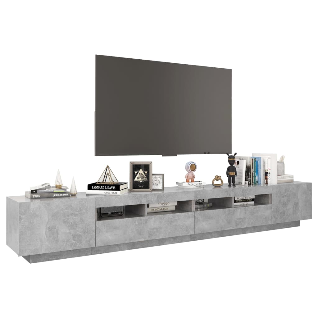 vidaXL TV Cabinet with LED Lights Concrete Grey 260x35x40 cm