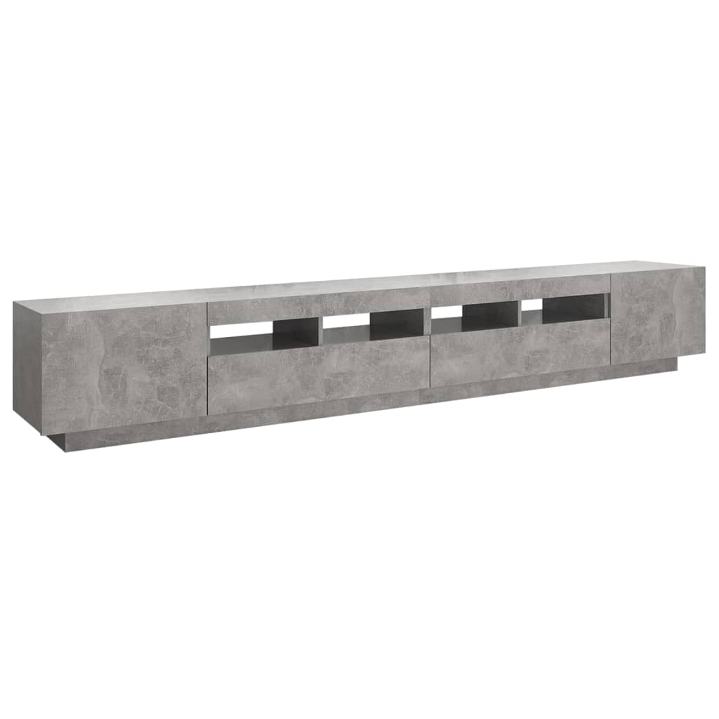 vidaXL TV Cabinet with LED Lights Concrete Grey 260x35x40 cm