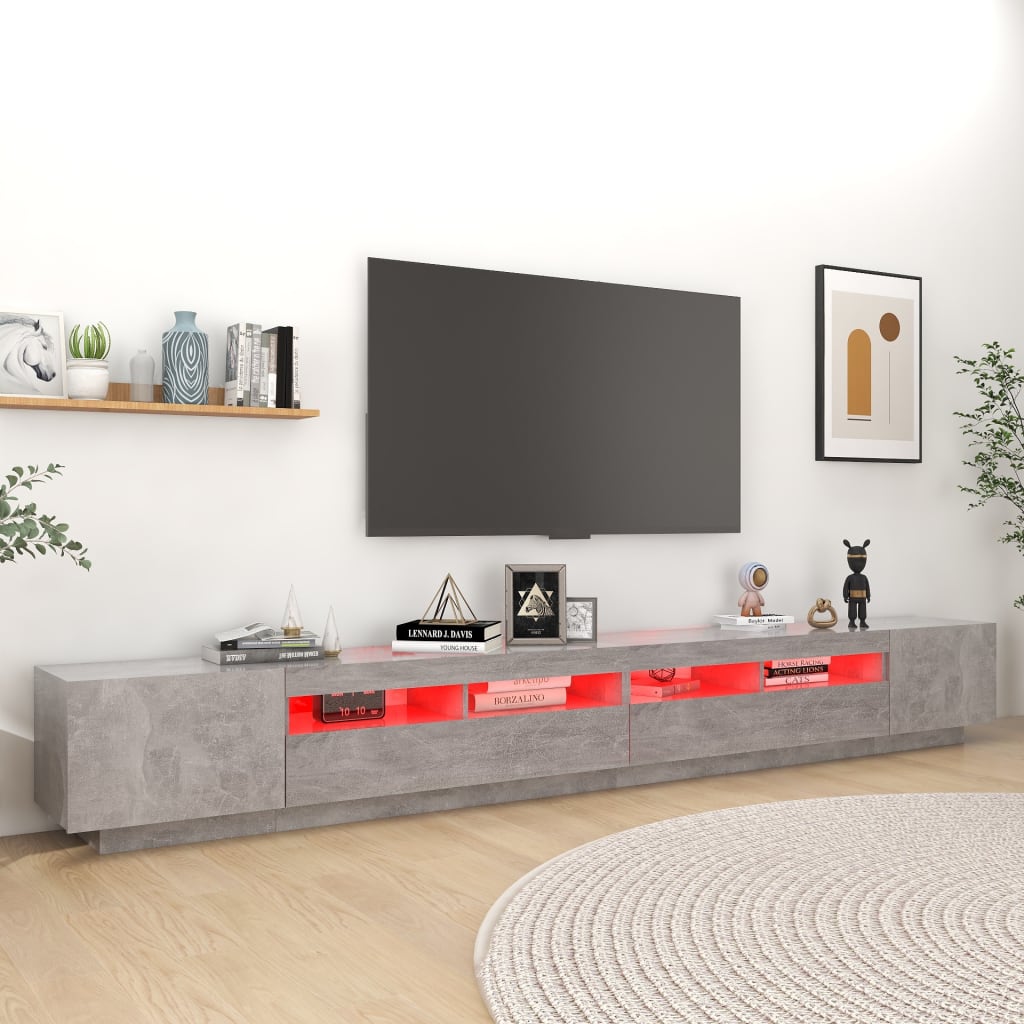 vidaXL TV Cabinet with LED Lights Concrete Grey 300x35x40 cm