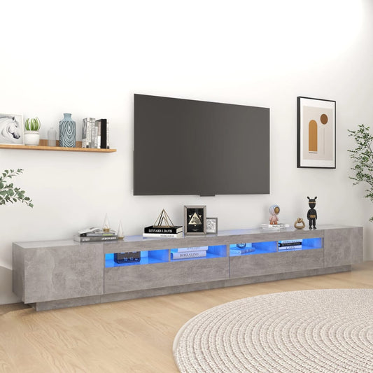 vidaXL TV Cabinet with LED Lights Concrete Grey 300x35x40 cm