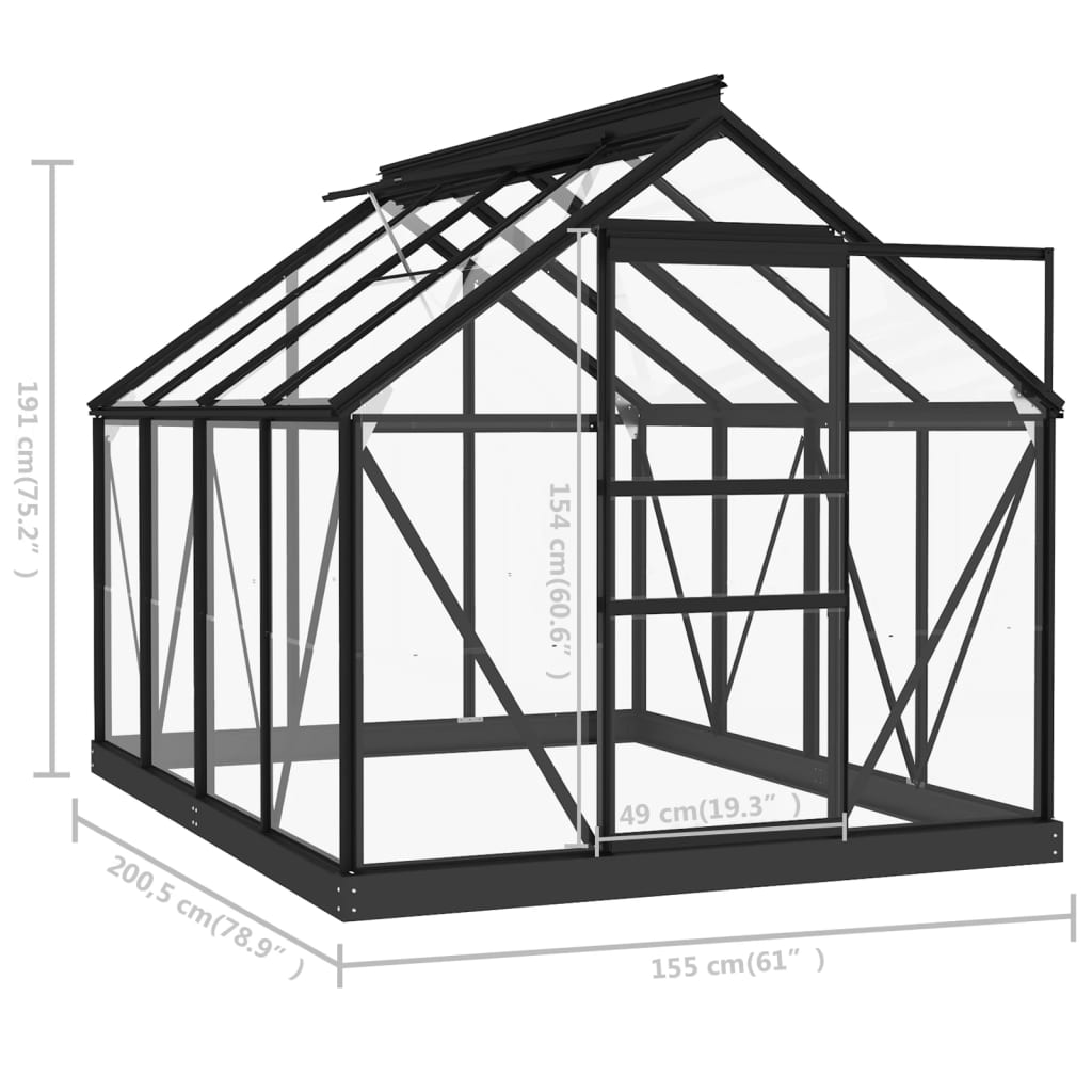 vidaXL Greenhouse Replacement Frame Anthracite 155x103x191 cm Aluminium