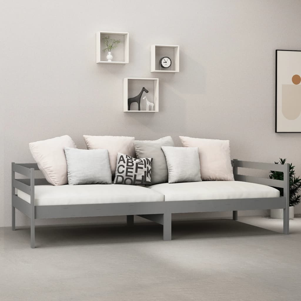 Day Bed without Mattress Grey Solid Wood Pine 90x200cm