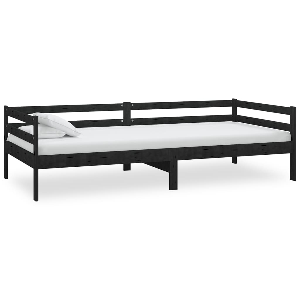 vidaXL Day Bed without Mattress Black Solid Wood Pine 90x200cm