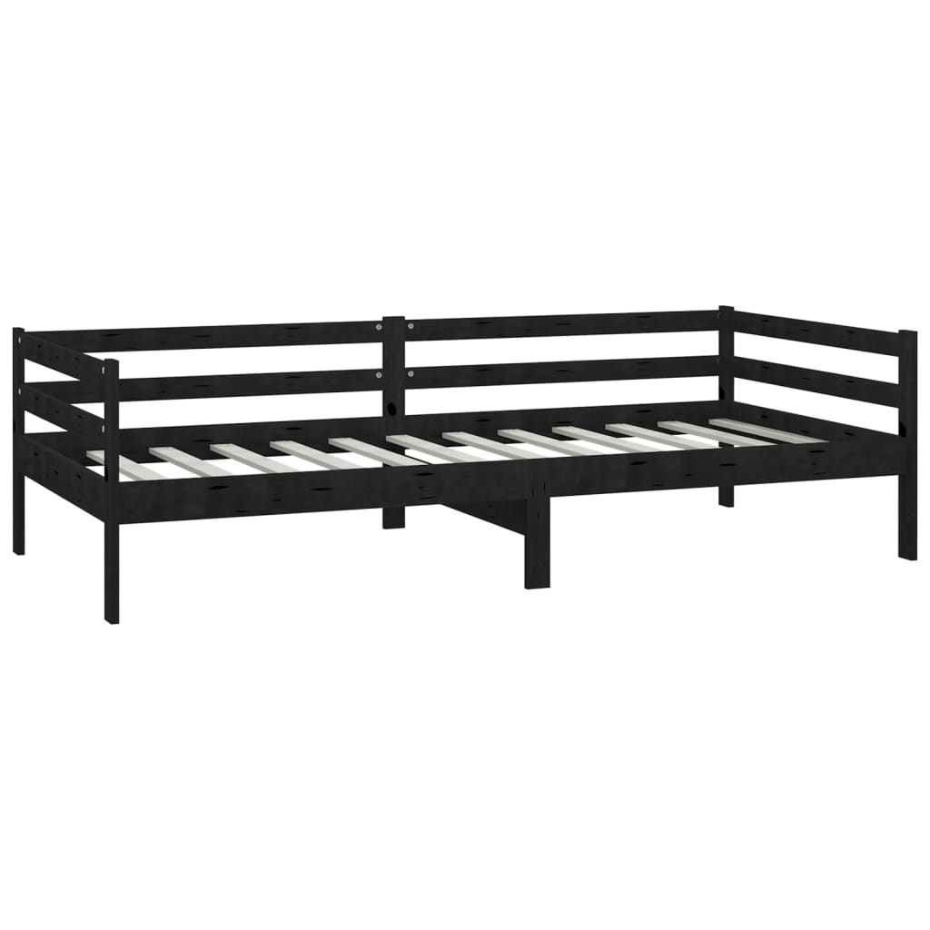 vidaXL Day Bed without Mattress Black Solid Wood Pine 90x200cm