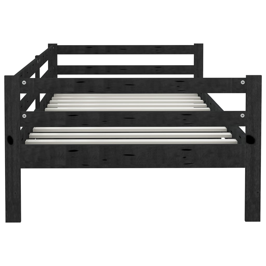 vidaXL Day Bed without Mattress Black Solid Wood Pine 90x200cm