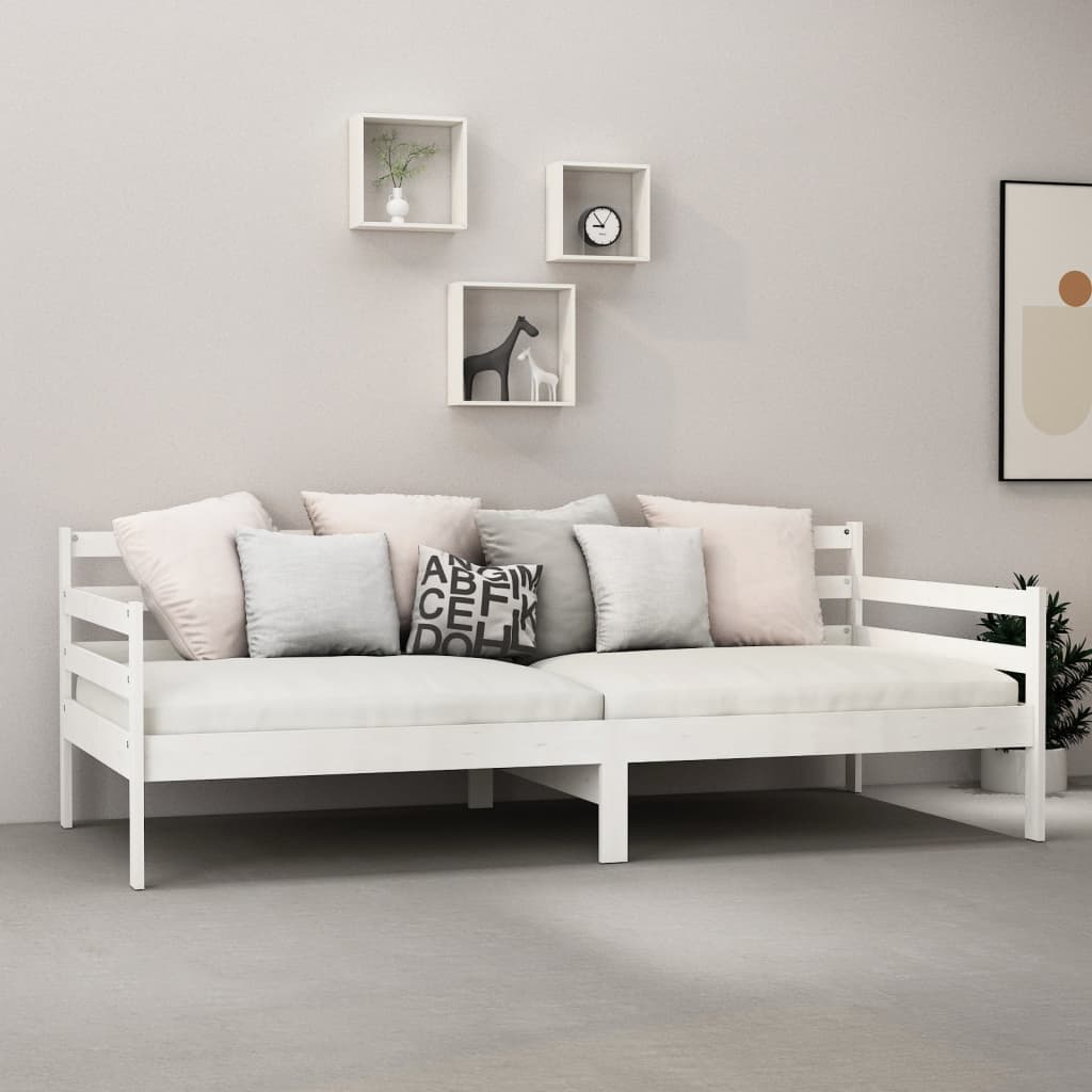 Day Bed without Mattress White Solid Wood Pine 90x200cm