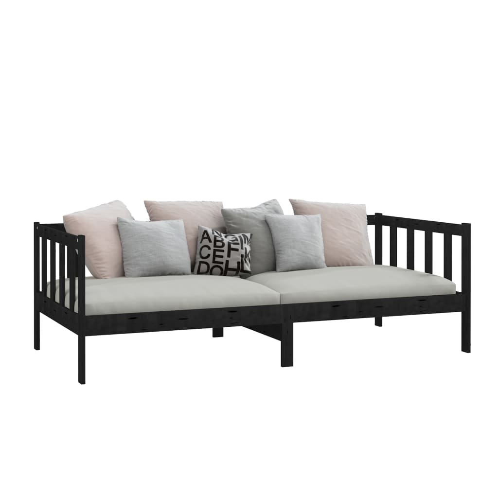 vidaXL Day Bed without Mattress Black Solid Wood Pine 90x200cm