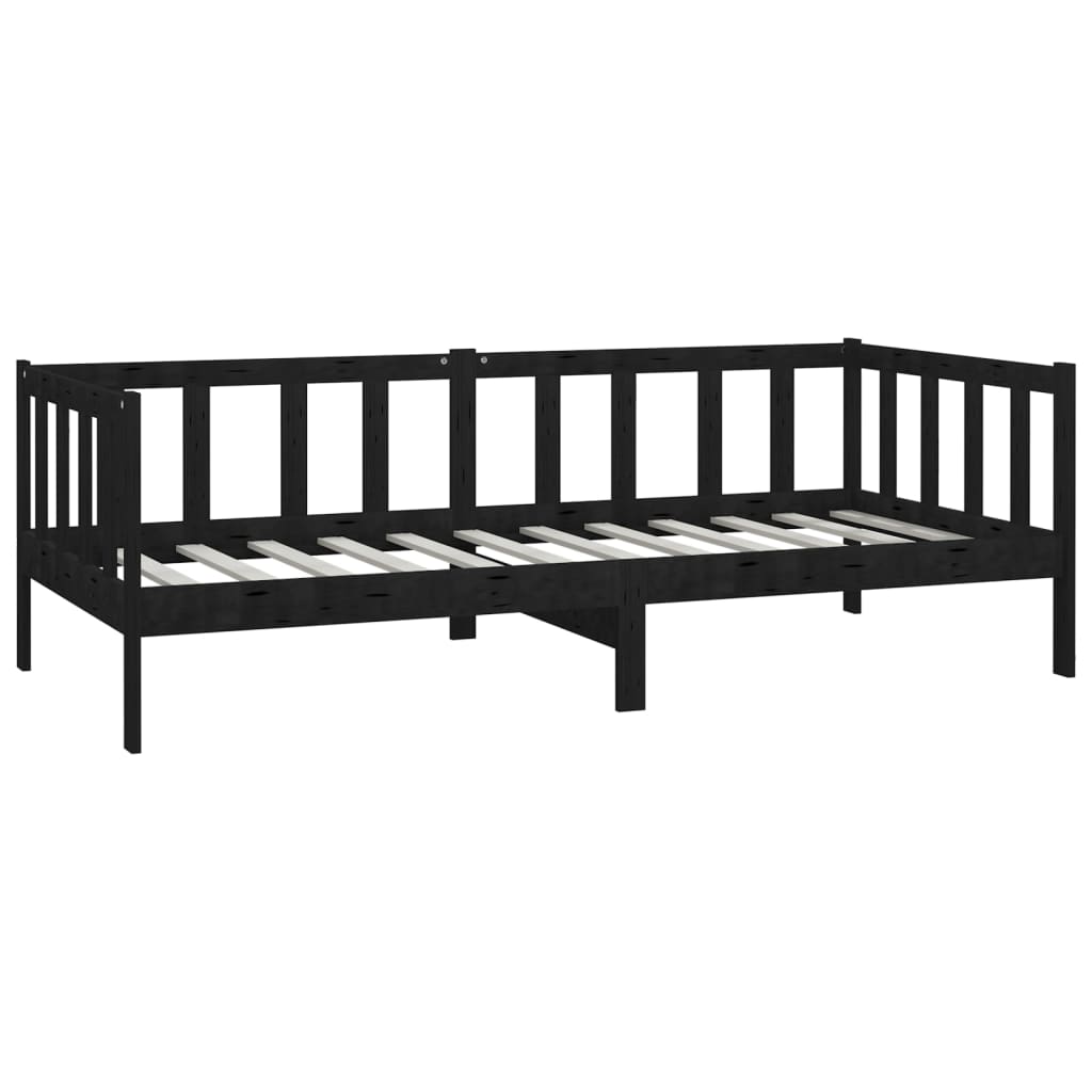 vidaXL Day Bed without Mattress Black Solid Wood Pine 90x200cm