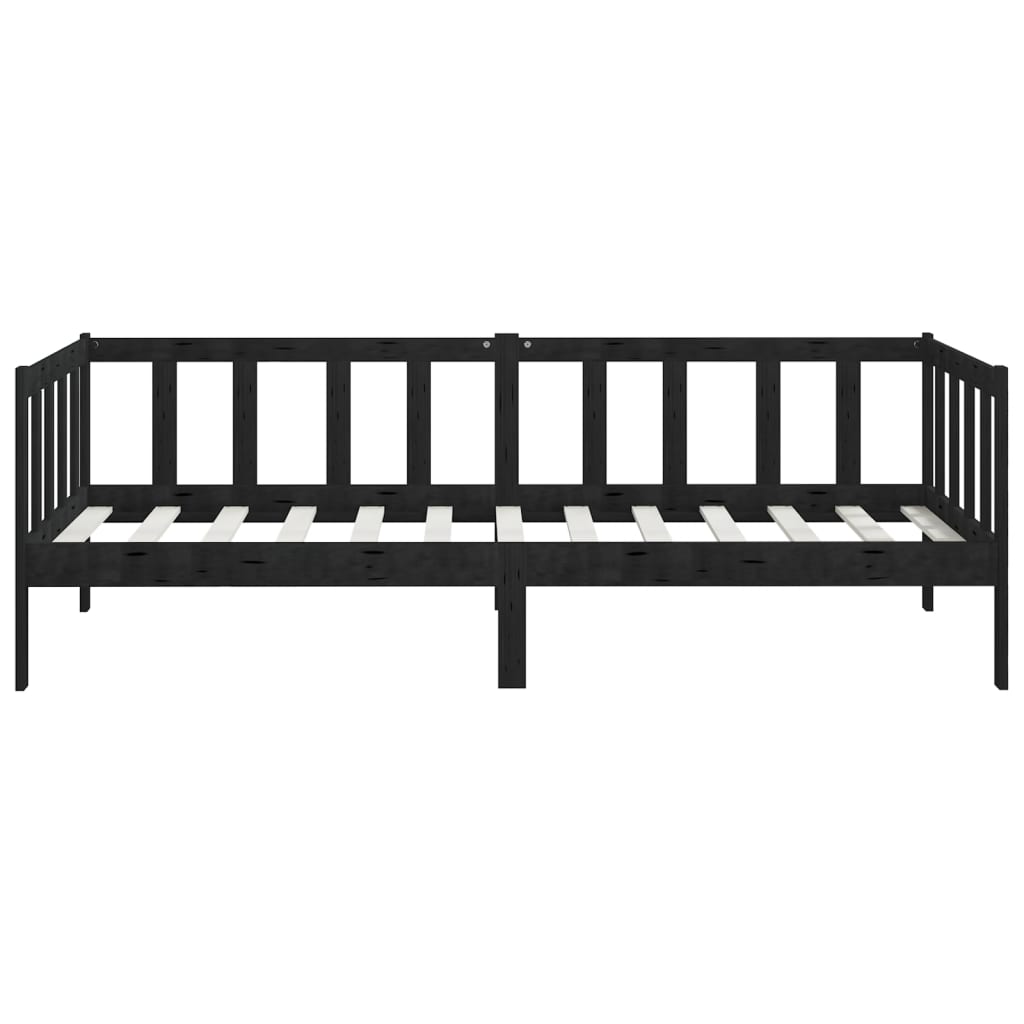 vidaXL Day Bed without Mattress Black Solid Wood Pine 90x200cm