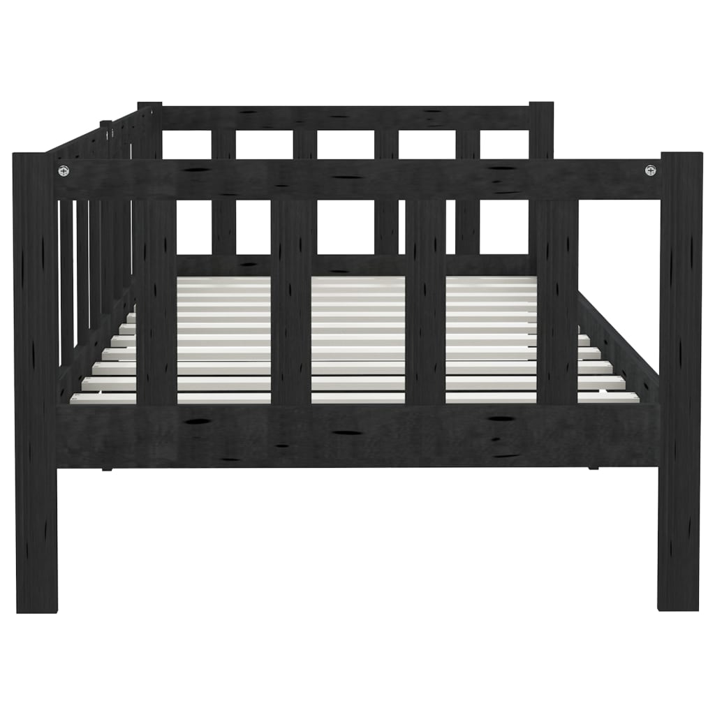 vidaXL Day Bed without Mattress Black Solid Wood Pine 90x200cm