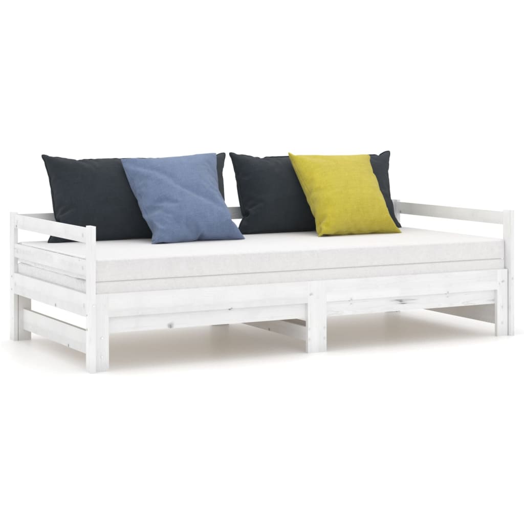 vidaXL Pull-out Day Bed without Mattress White 2x(90x200)cm