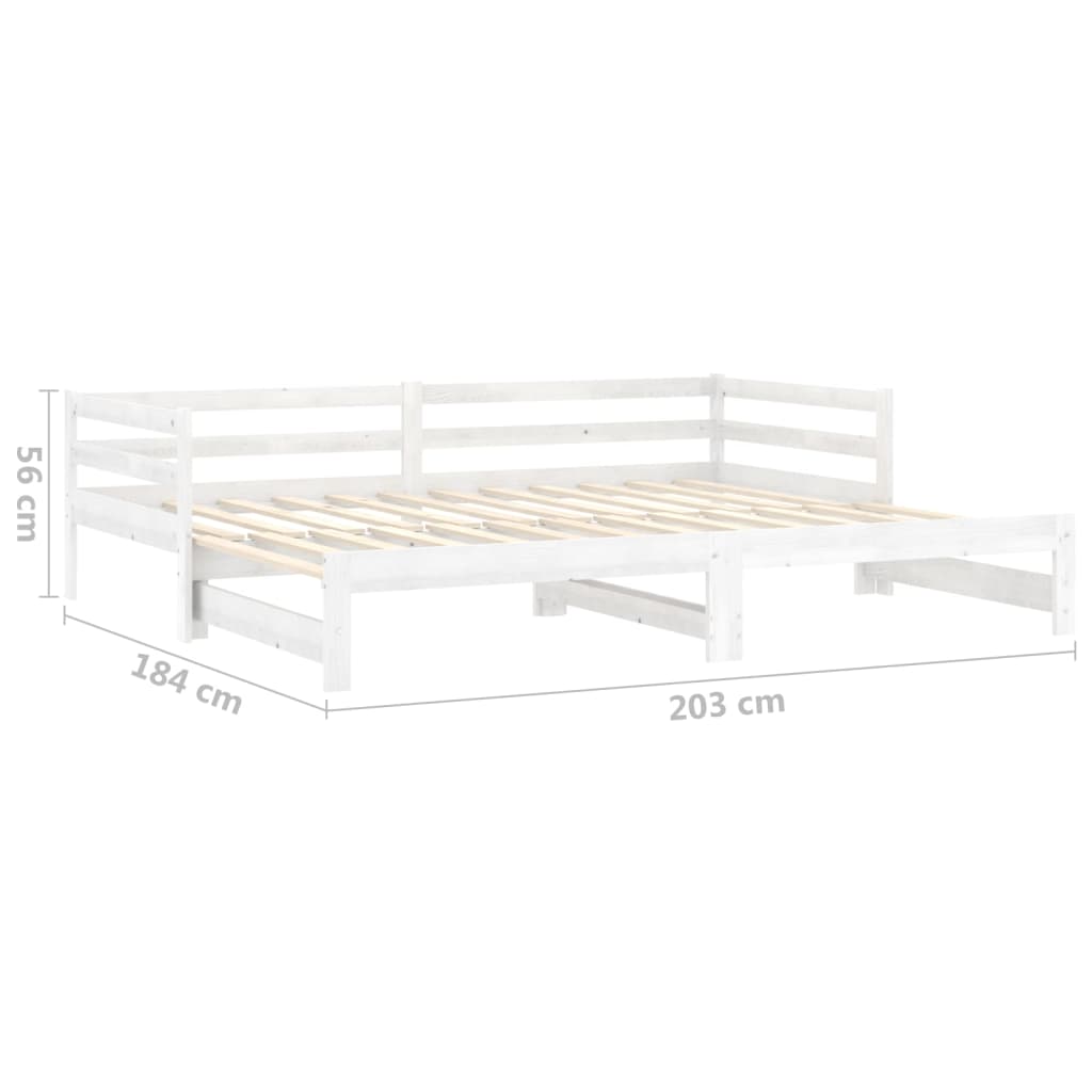 vidaXL Pull-out Day Bed without Mattress White 2x(90x200)cm