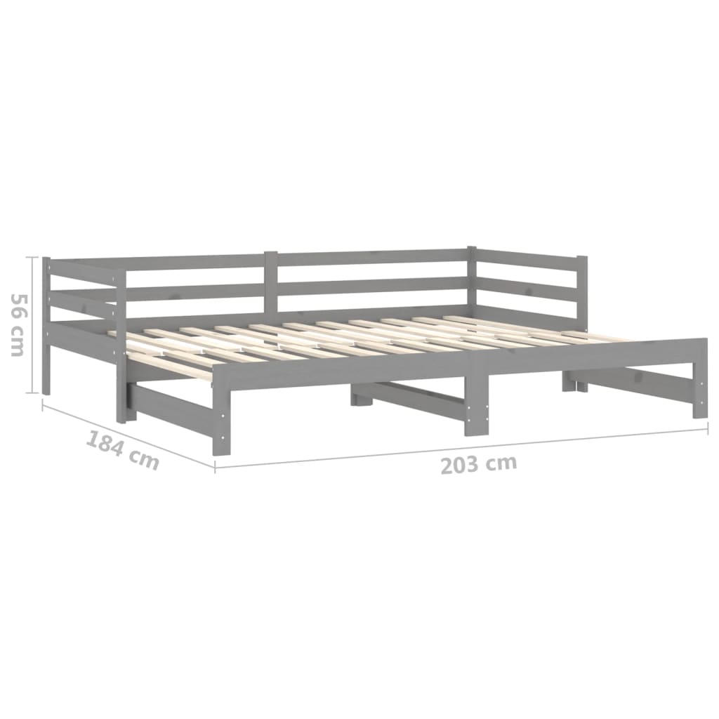 vidaXL Pull-out Day Bed without Mattress Grey 2x(90x200)cm