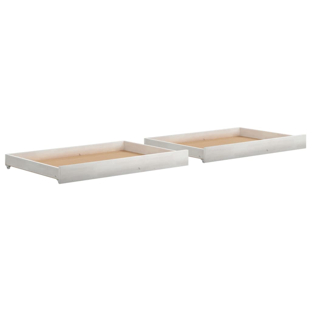 vidaXL Day Bed Drawers 2 pcs White Solid Pinewood