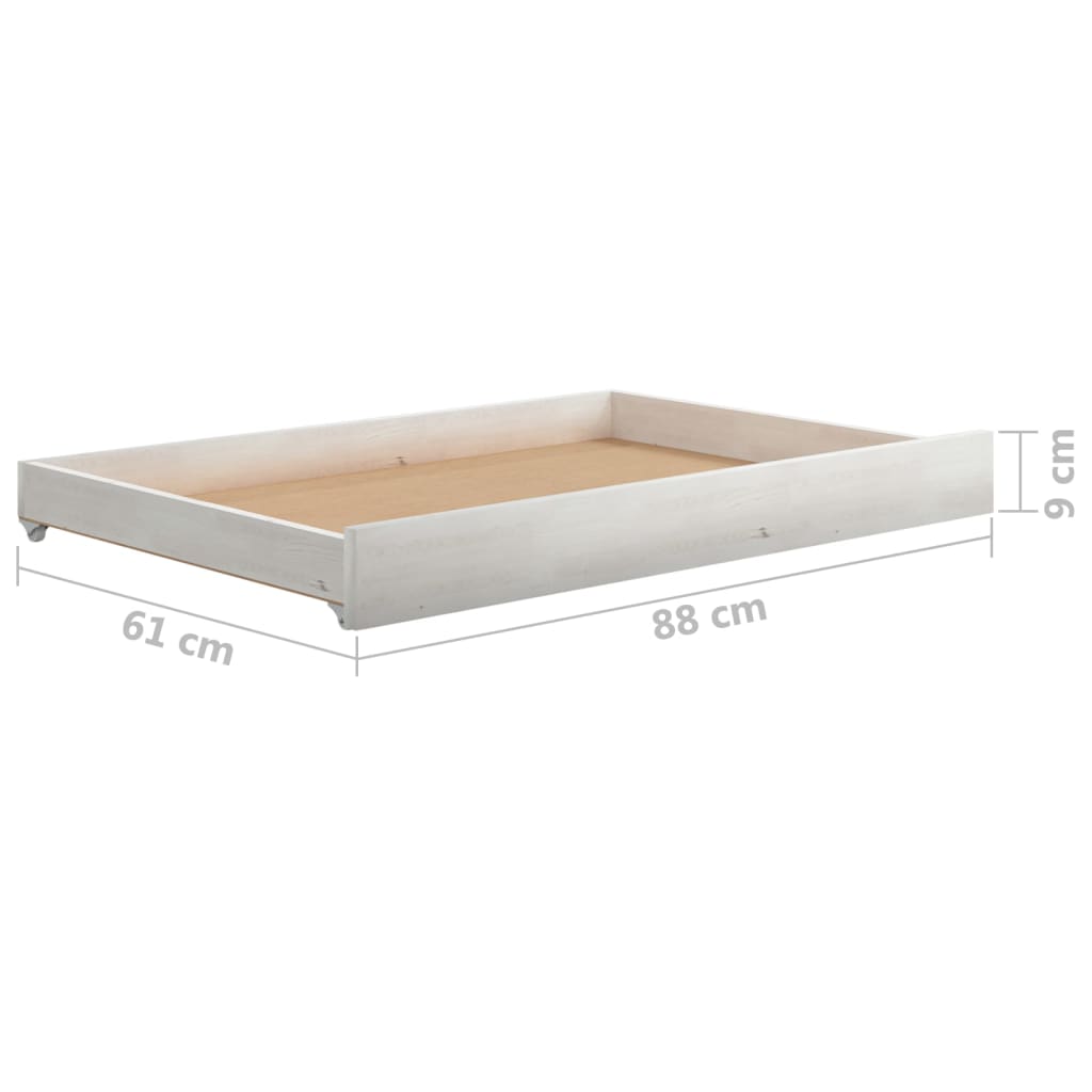 vidaXL Day Bed Drawers 2 pcs White Solid Pinewood