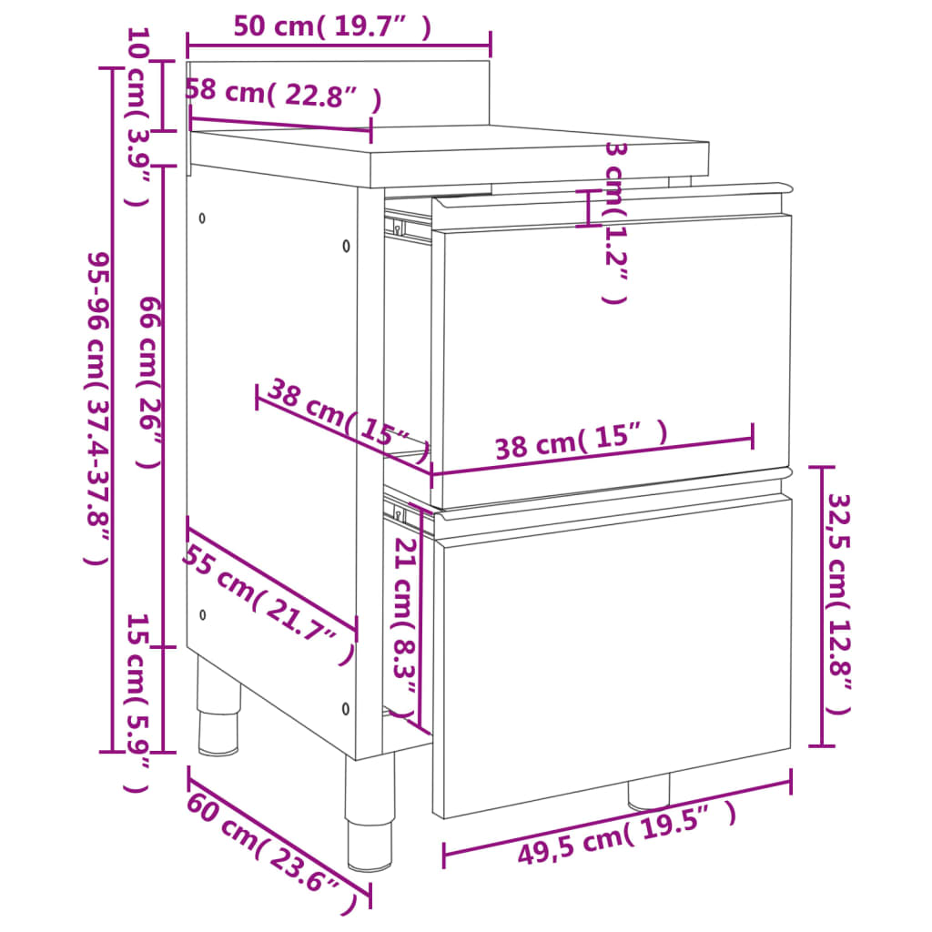 vidaXL Commercial Kitchen Cabinets 2 pcs Stainless Steel