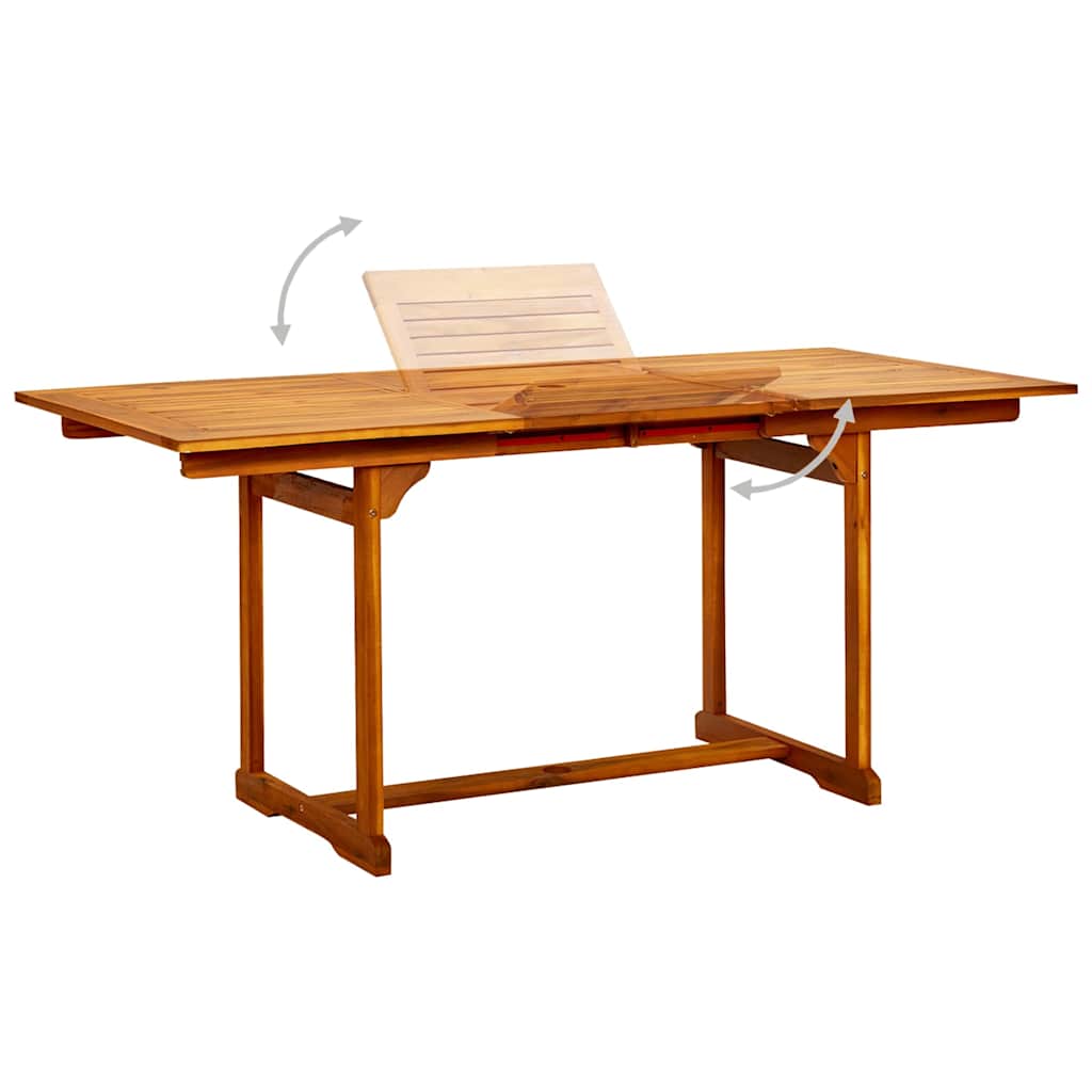 316568 vidaXL Garden Dining Table (120-170)x80x75 cm Solid Acacia Wood