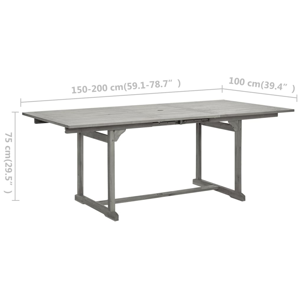 vidaXL Garden Dining Table (150-200)x100x75 cm Solid Acacia Wood