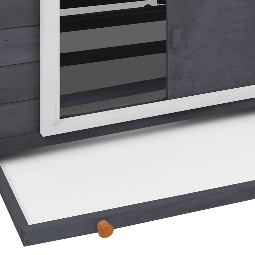 Chicken Coop Grey and White 150x96x110 cm Solid Firwood