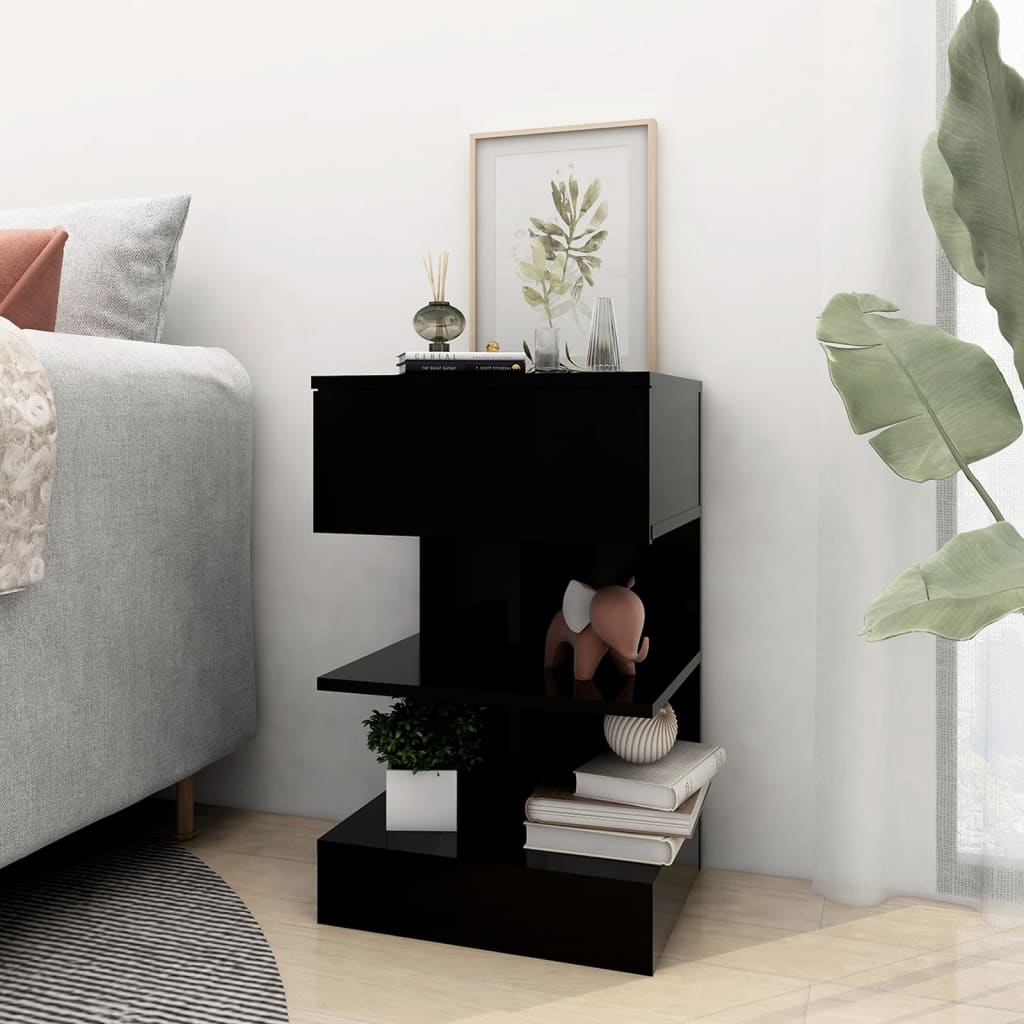 808651 vidaXL Bedside Cabinets 2 pcs Black 40x35x65 cm