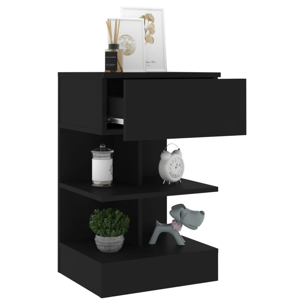 808651 vidaXL Bedside Cabinets 2 pcs Black 40x35x65 cm