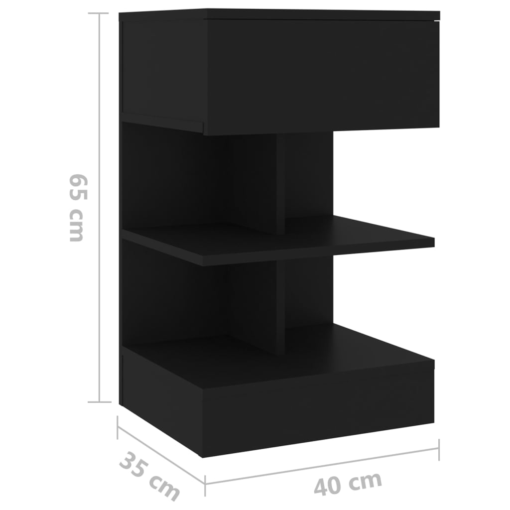 808651 vidaXL Bedside Cabinets 2 pcs Black 40x35x65 cm