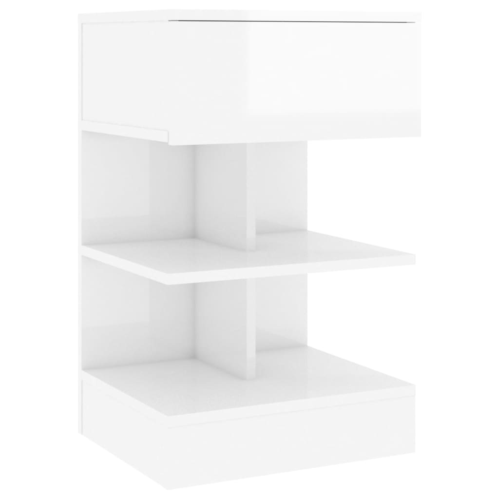 vidaXL Bedside Cabinet High Gloss White 40x35x65 cm Engineered Wood