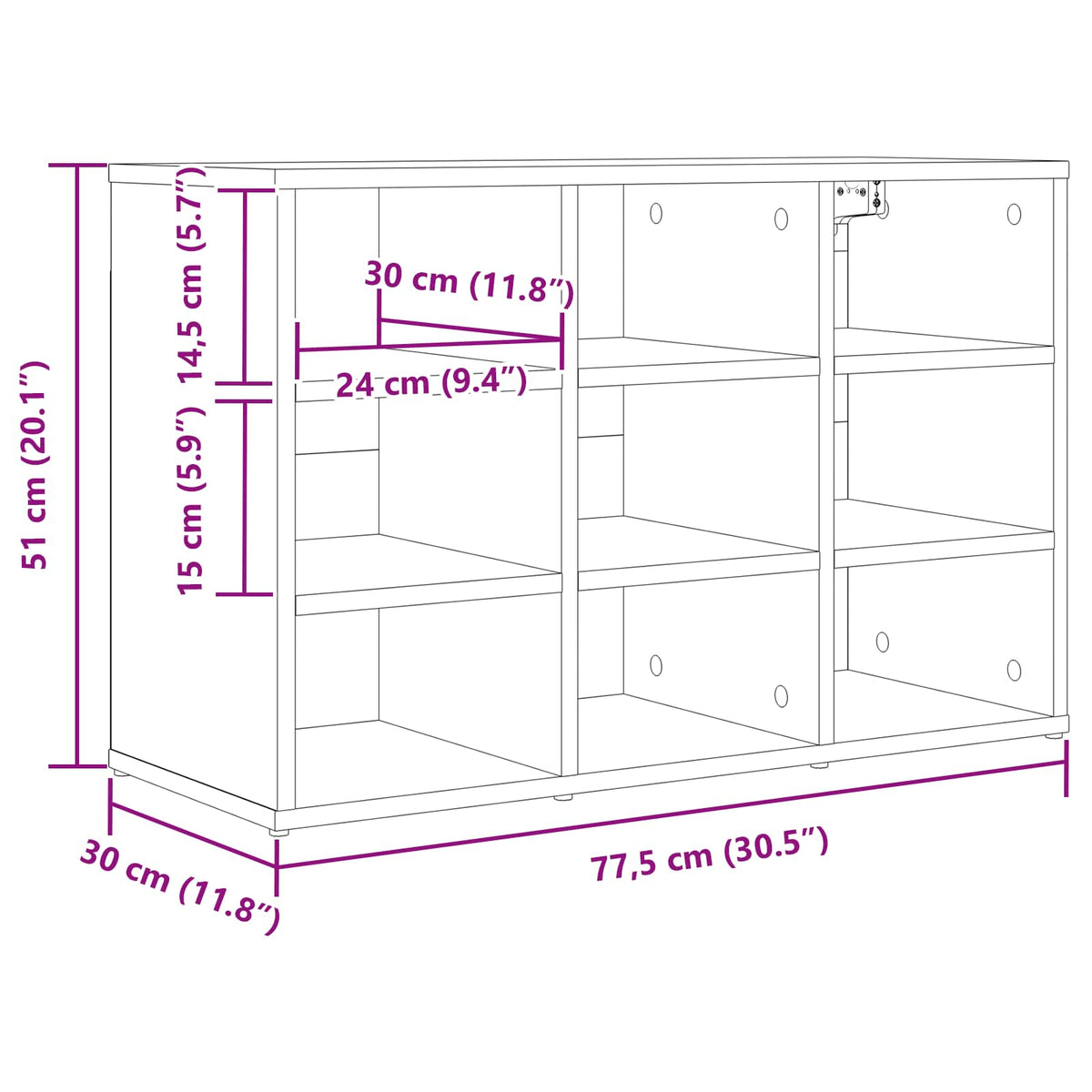 Shoe Cabinet 77.5 x 30 x 51 cm Engineered Wood White