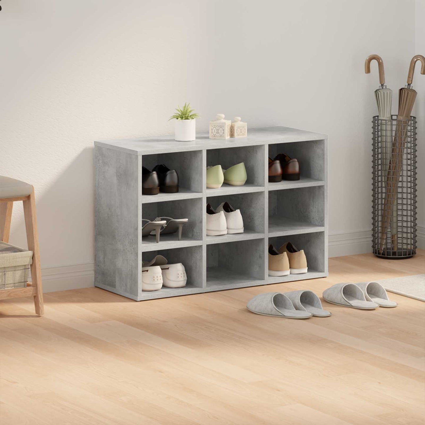 Shoe Cabinet 77.5 x 30 x 51 cm Engineered Wood Concrete grey