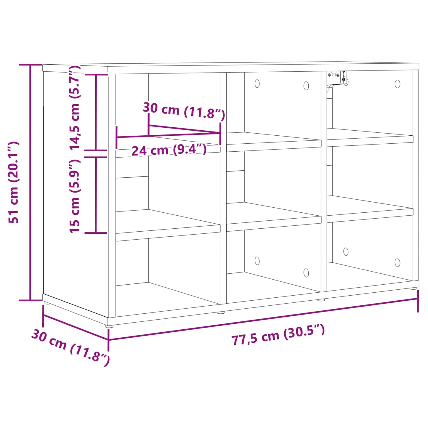 Shoe Cabinet Concrete grey 77.5 x 30 x 51 cm Engineered Wood