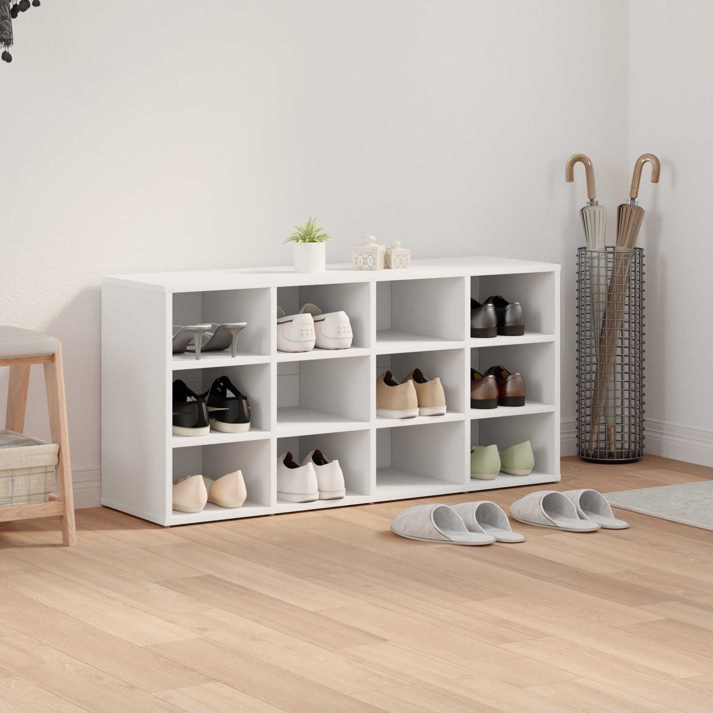 Shoe Cabinet with Shelf White 103 x 30 x 51 cm Engineered Wood