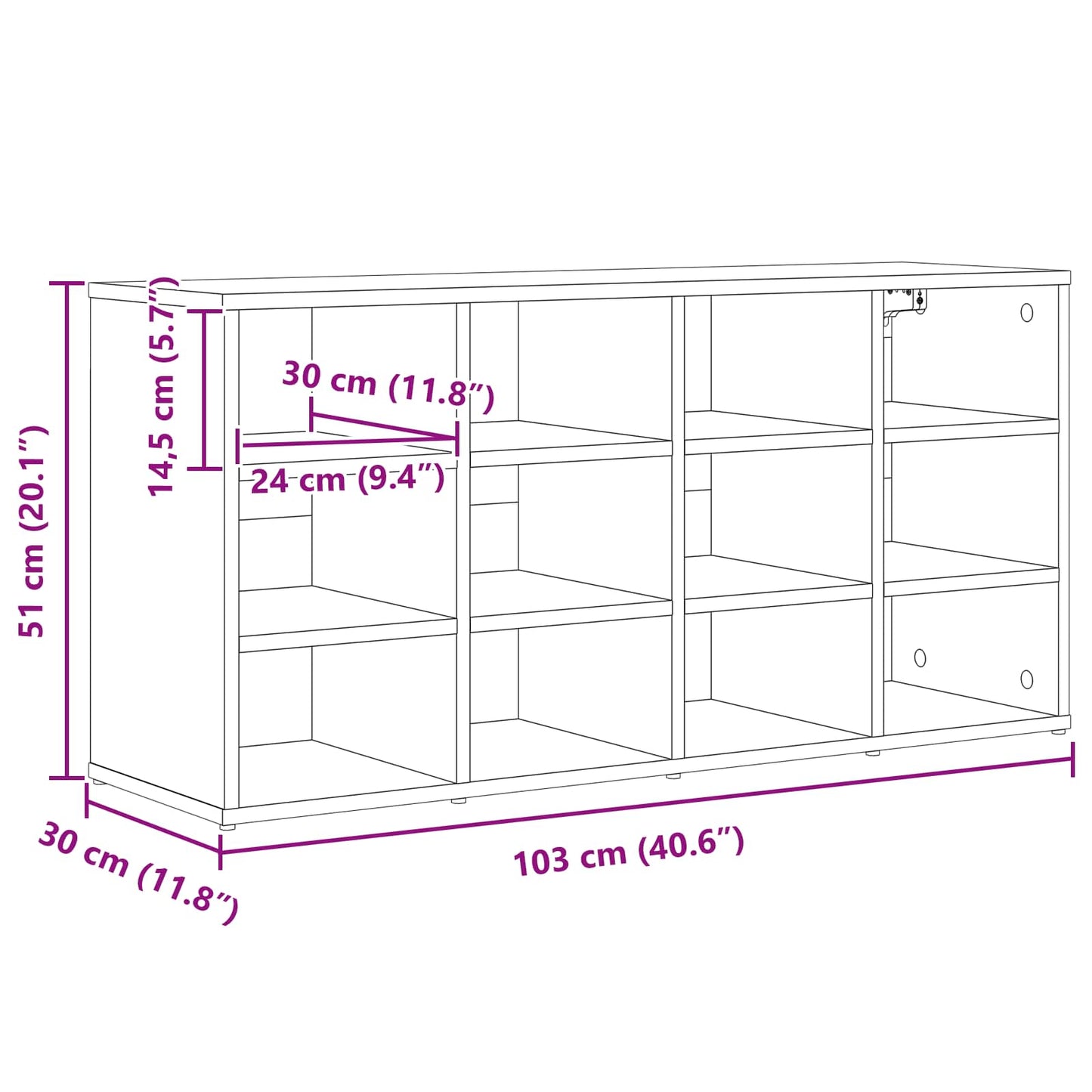 Shoe Cabinet Sonoma Oak 103 x 30 x 51 cm Engineered Wood