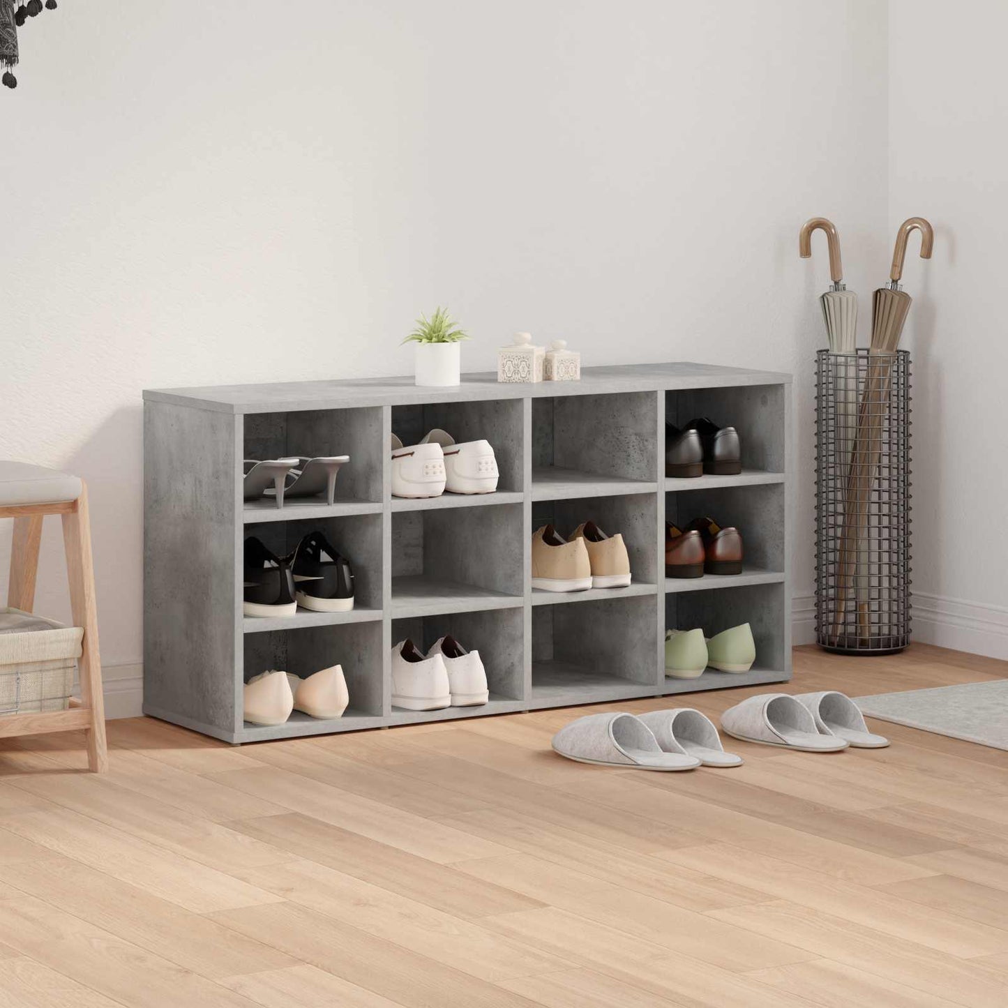 Shoe Cabinet 103 x 30 x 51 cm Engineered Wood Concrete grey