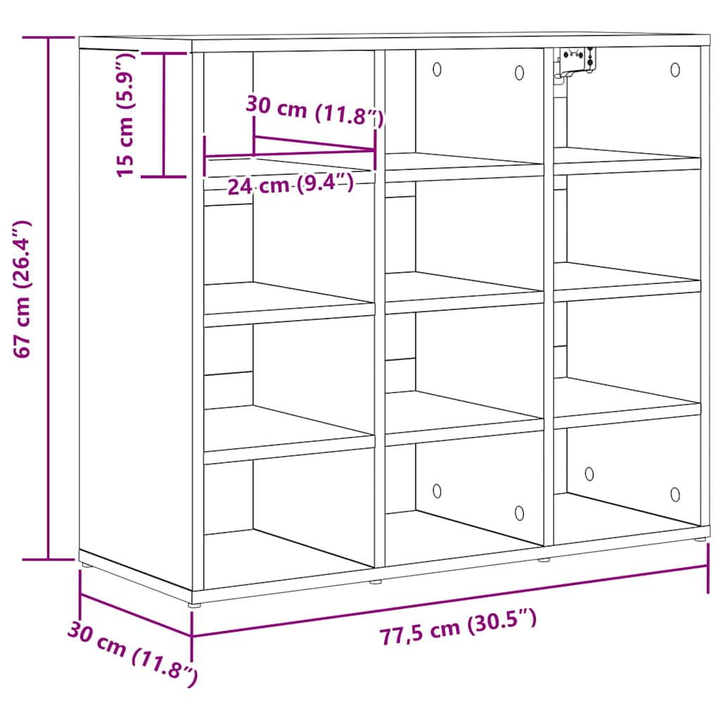 Shoe Cabinet 77.5 x 30 x 67 cm Engineered Wood White