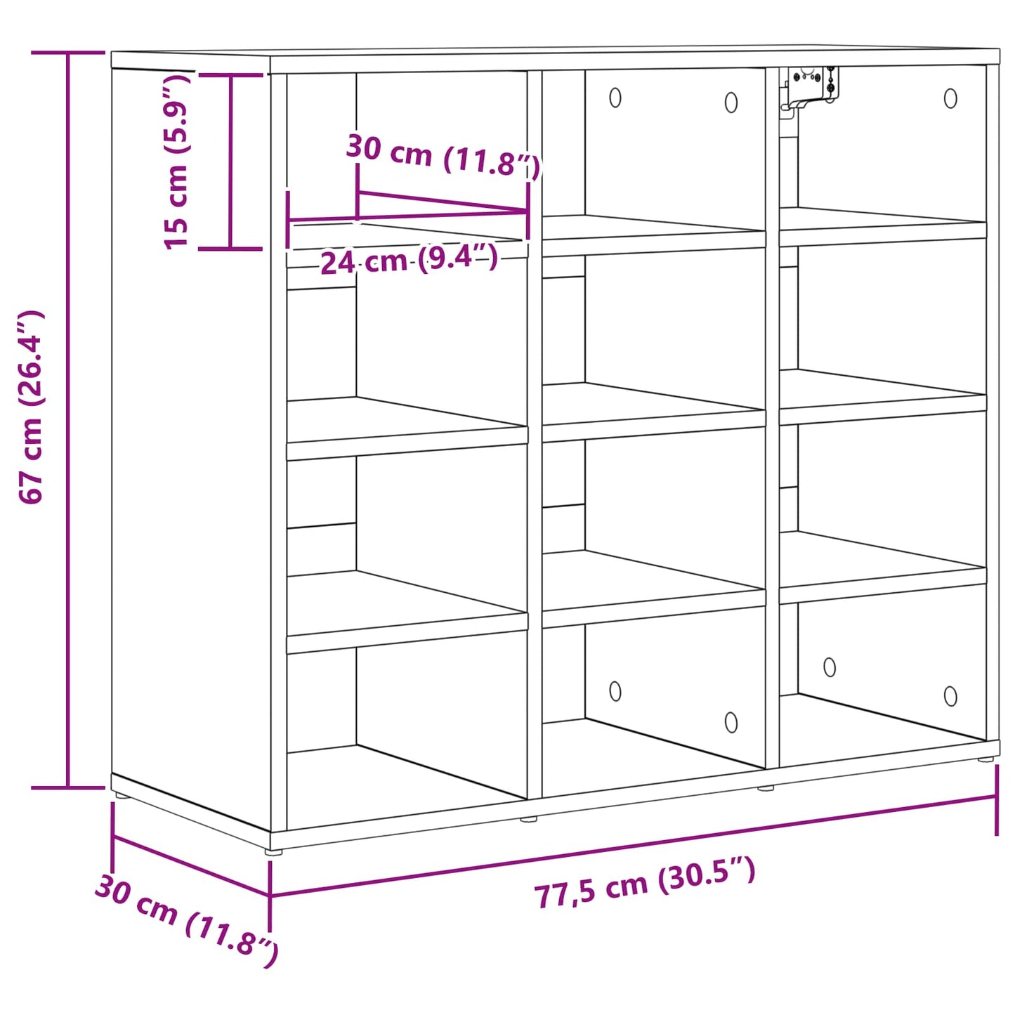 Shoe Cabinet with Shelf White 77.5 x 30 x 67 cm Engineered Wood