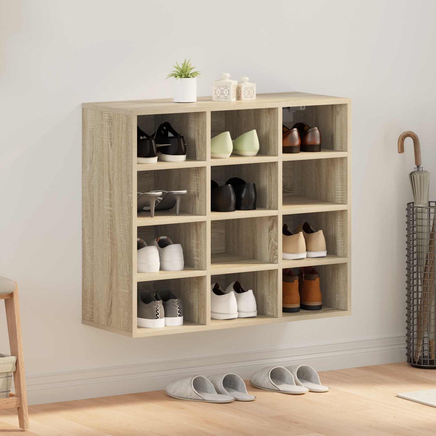 Shoe Cabinet Sonoma Oak 77.5 x 30 x 67 cm Engineered Wood