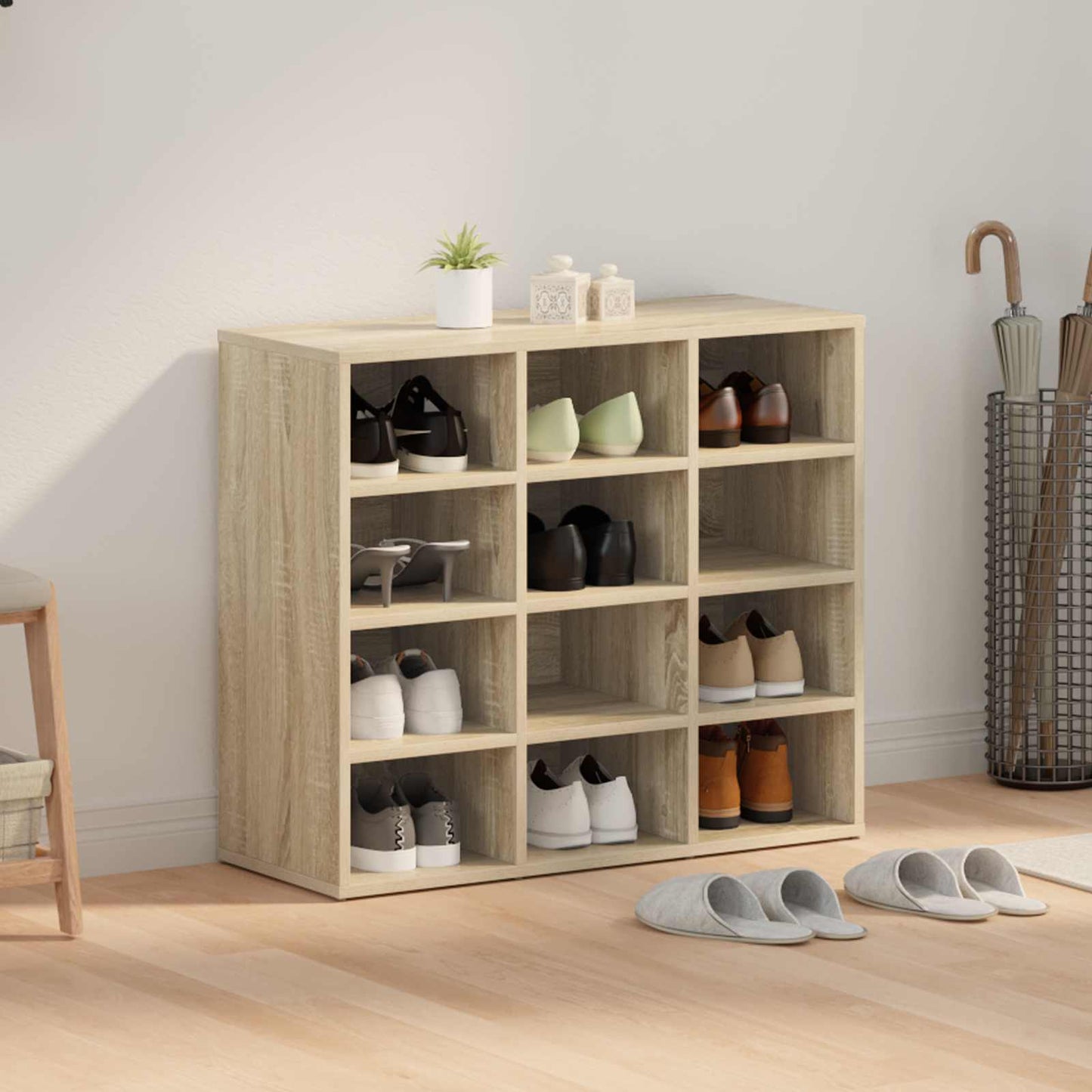 Shoe Cabinet Sonoma Oak 77.5 x 30 x 67 cm Engineered Wood